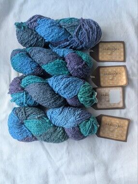 Araucania Chacabuco Multy Cotton Hand-Dyed Yarn Blue, Green, Purple - 4 Skeins